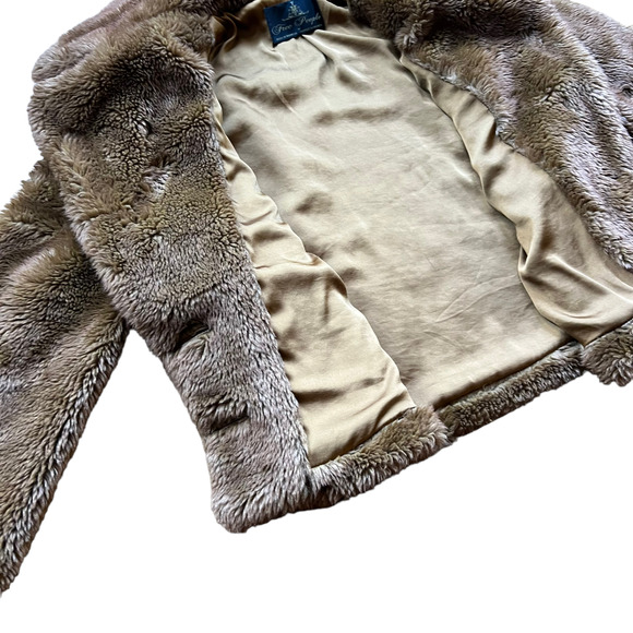 Free People Faux Fur Oversized Jacket Size Medium Brown - Picture 8 of 13